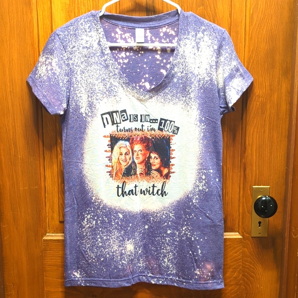 Tultex Tops - Custom Made V Neck T Shirt SZ L "DNA is in...Turns out I'm 100% that Witch" NWOT